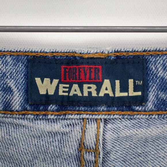 Forever WearAll Size 14 Womans Vintage Faded Blue Jeans Straight Leg 100% Cotton - Picture 3 of 11
